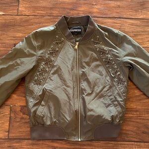 Express Khaki Lace-Up Bomber Jacket